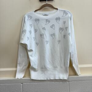 Vila Milano White with Embellished silver hearts sweater